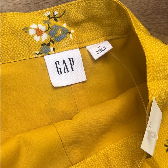 GAP Mustard Yellow Floral A-Line Skirt Summer Long - Picture 4 of 8